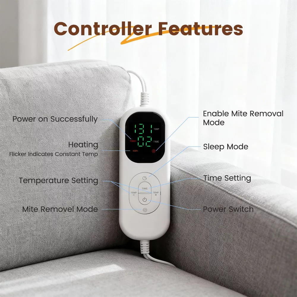 Fenbeli Heated Blanket 60 71 Throw Blanket Fast Heating Electric Blanket Soft Flannel Over-Heat Protection Gifts for Grandma Gray