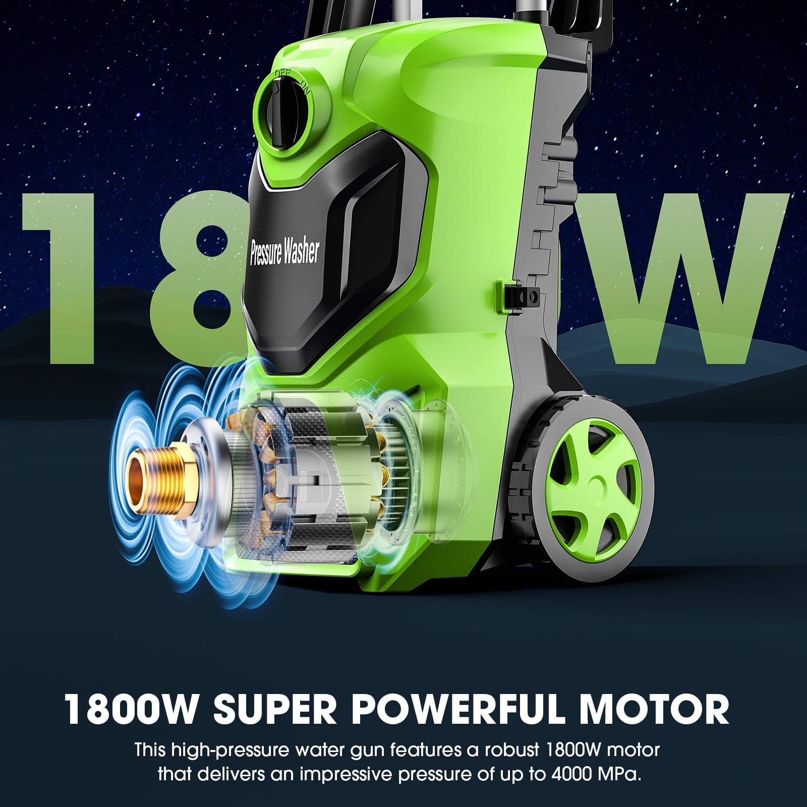 Fenbeli Electric Pressure Washer, 4800PSI Max 2.8 GPM for Car/Driveway/Patio/Pool Clean, Touch Screen