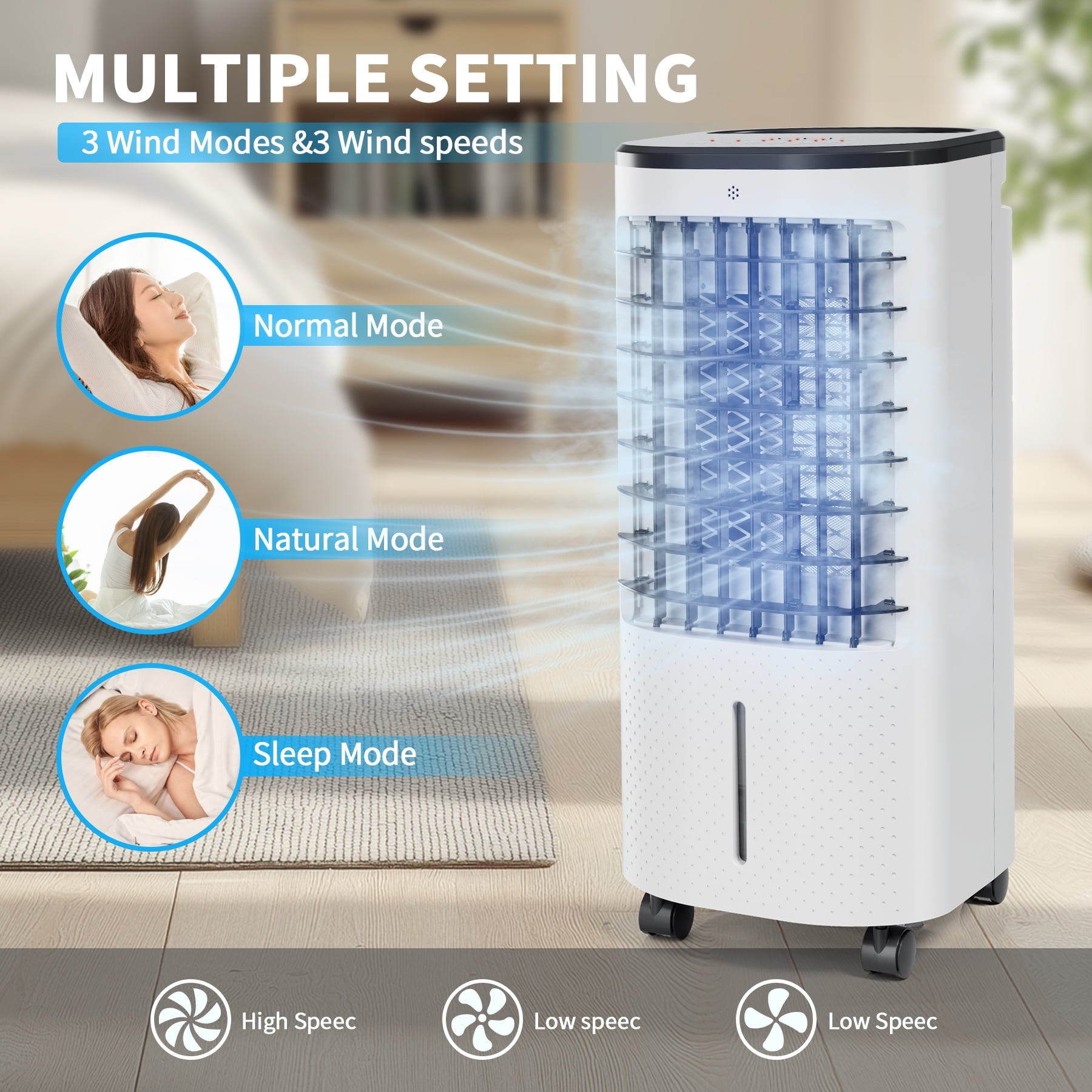 206 Evaporative Portable Air Cooler Fan and Humidifier, White