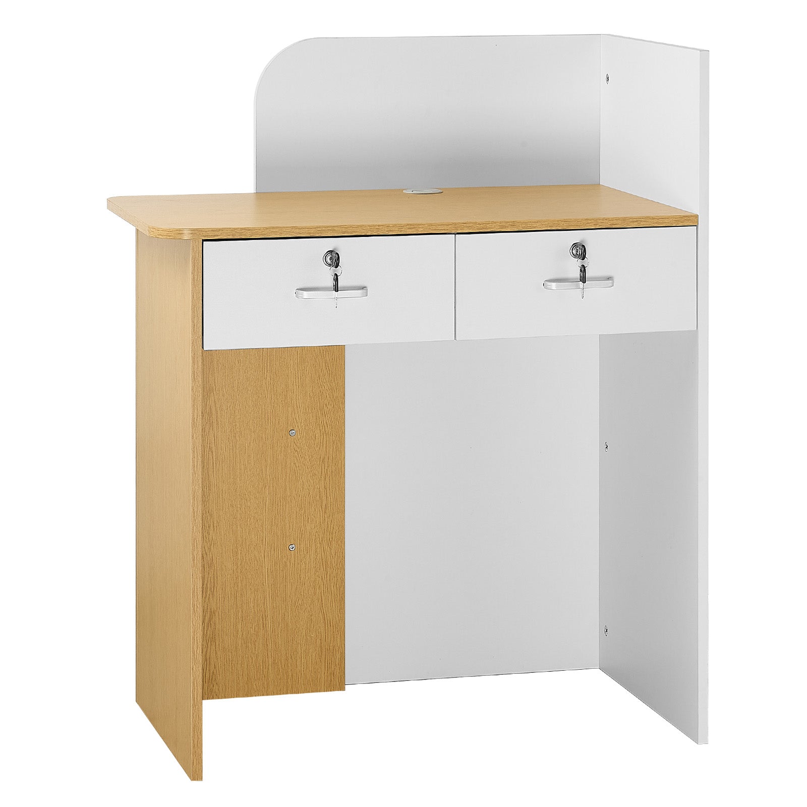 31.5 in. Rectangular Reception Desk with LED Light, 2 Drawers and Power Outlets, for Checkout, Lobby, Office