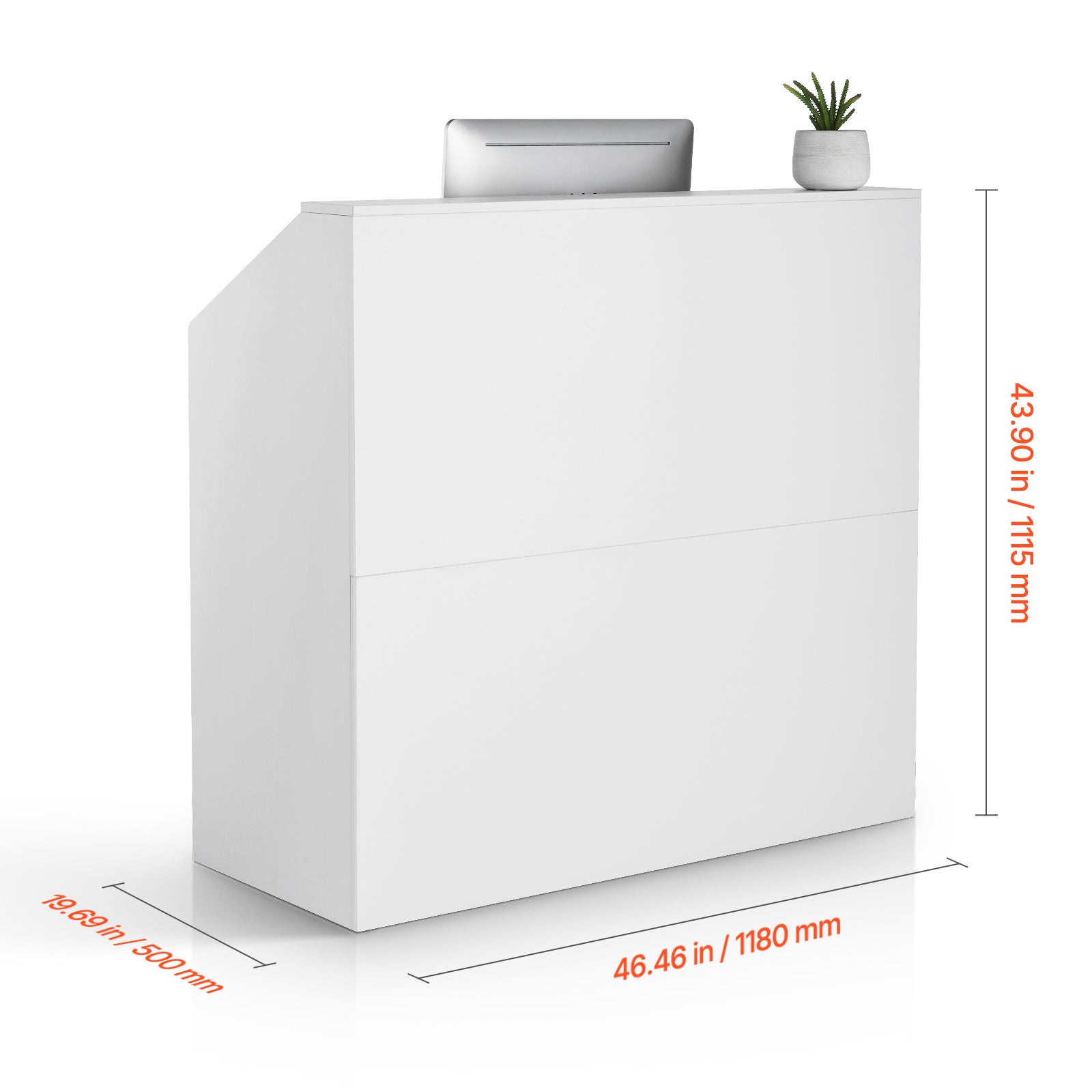 46 in. Rectangular Reception Desk, Retail Front Counter Table, White, for Checkout, Lobby, Salon and Office
