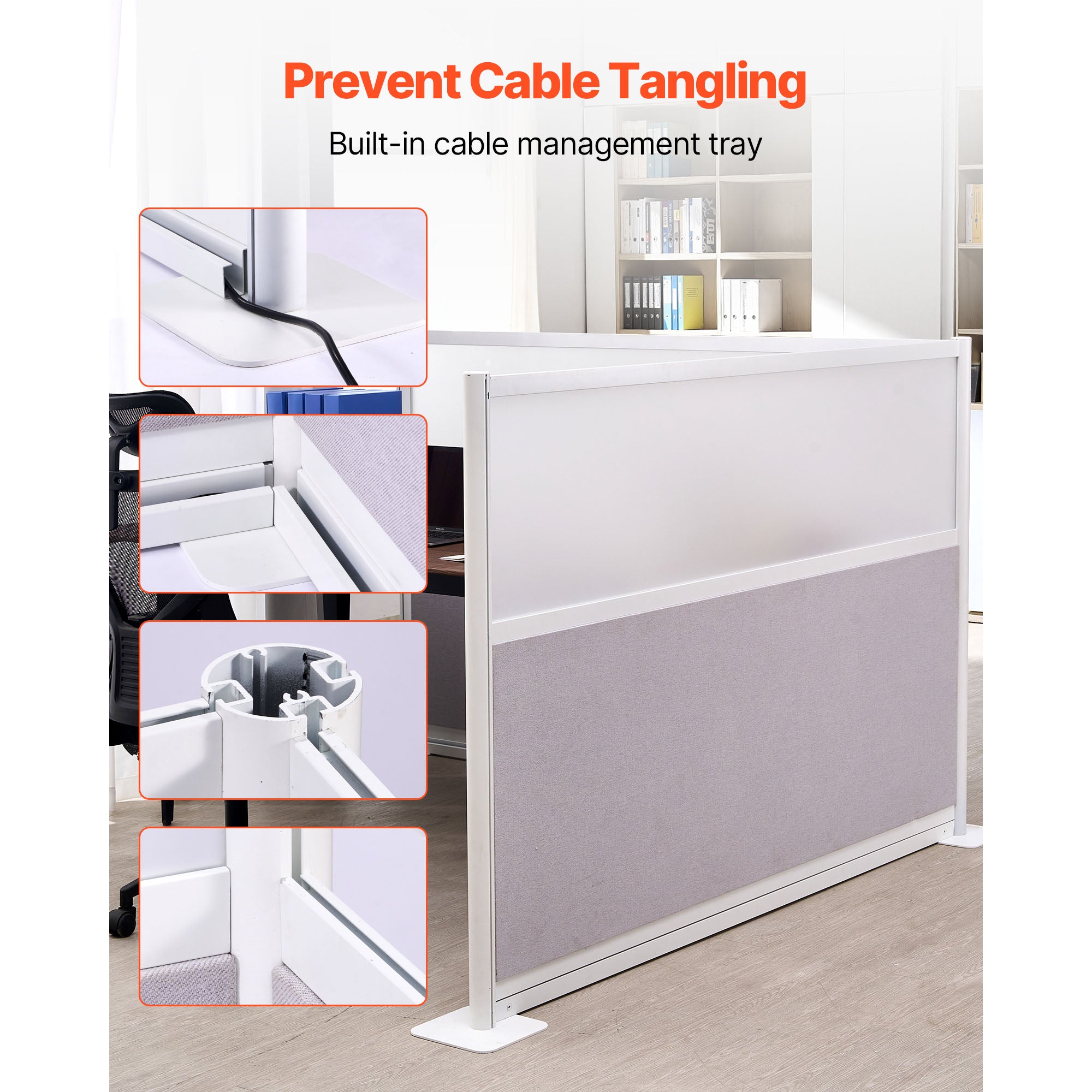 72 in. x 48 in. Freestanding Office Partition Panels, 2-Pack, with Frosted Acrylic Windows, Privacy Room Dividers