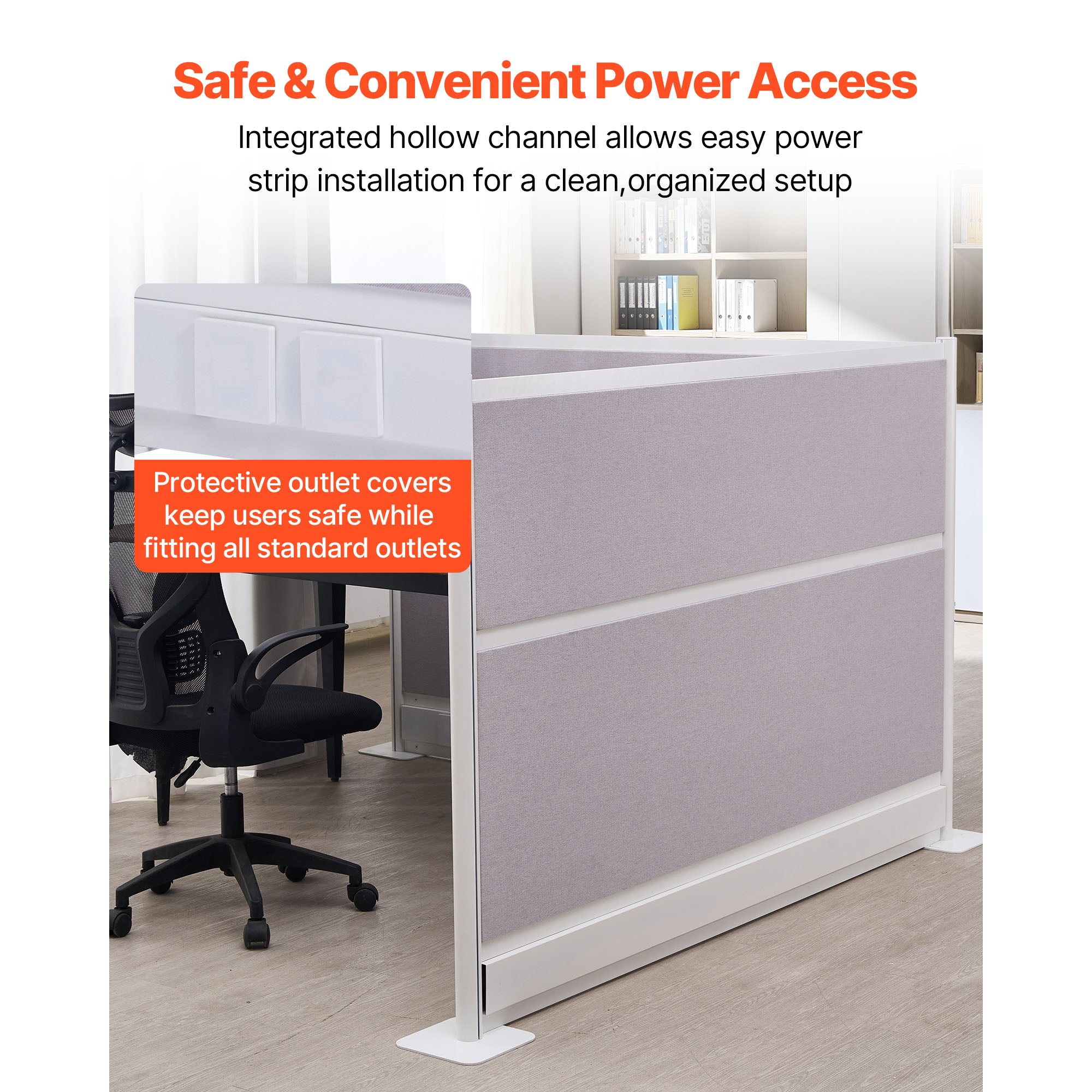 72 in. x 48 in. Freestanding Office Partition Panels, 2-Pack, with Outlet Covers, Privacy Cubicle Room Dividers