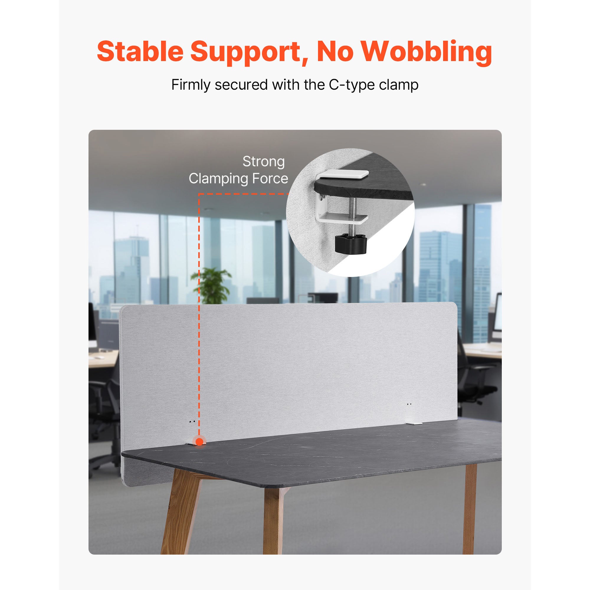 60 in. x 24 in. Desk Mounted Privacy Panel Divider with 2 Mounting Clips, PET Cubicle Partition for Office