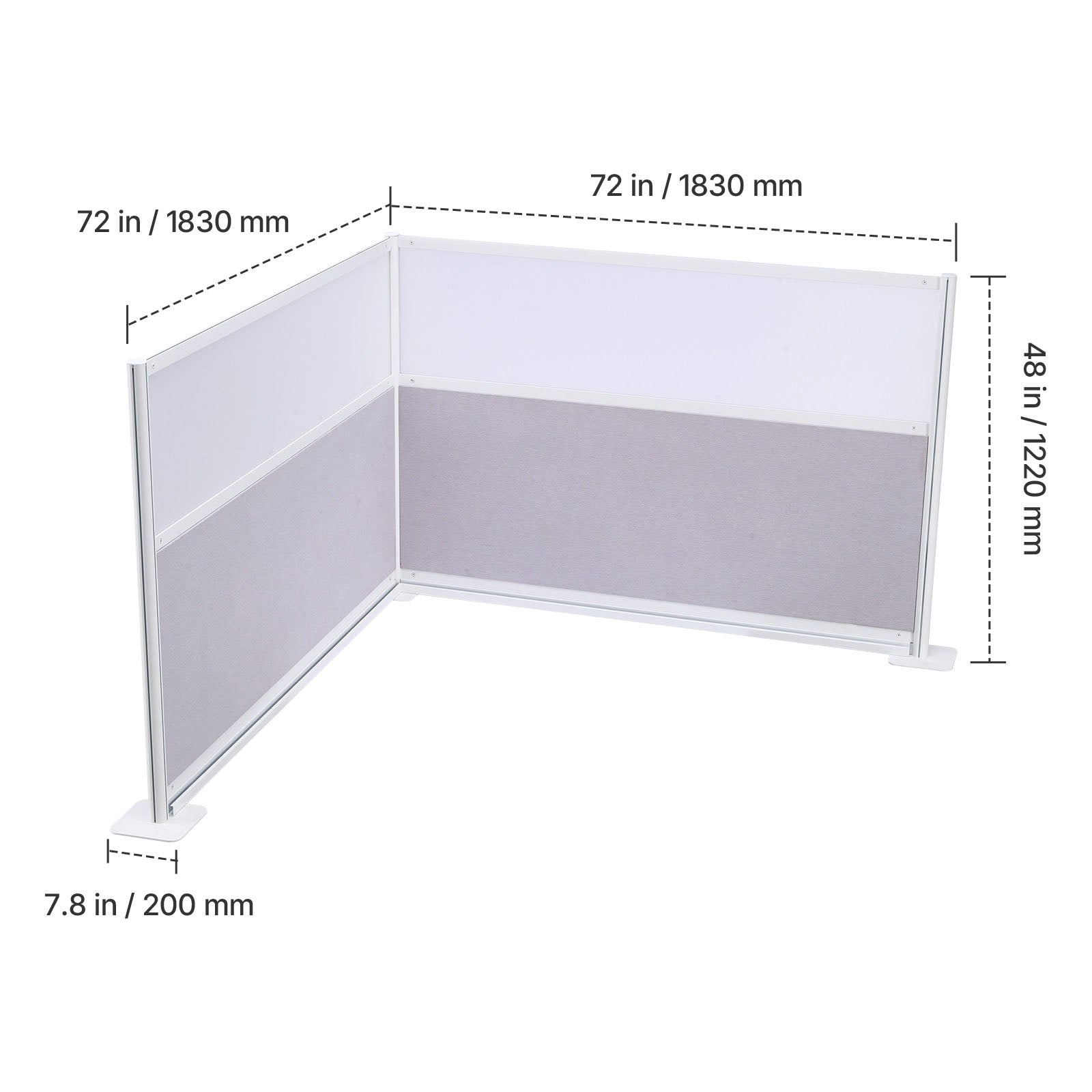 72 in. x 48 in. Freestanding Office Partition Panels, 2-Pack, with Frosted Acrylic Windows, Privacy Room Dividers