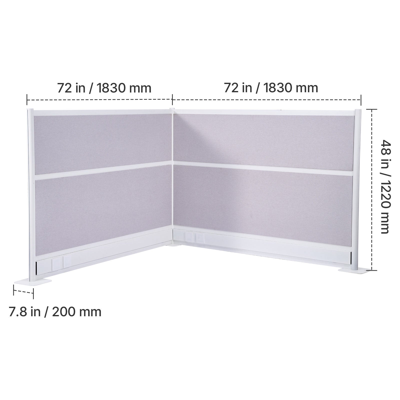 72 in. x 48 in. Freestanding Office Partition Panels, 2-Pack, with Outlet Covers, Privacy Cubicle Room Dividers