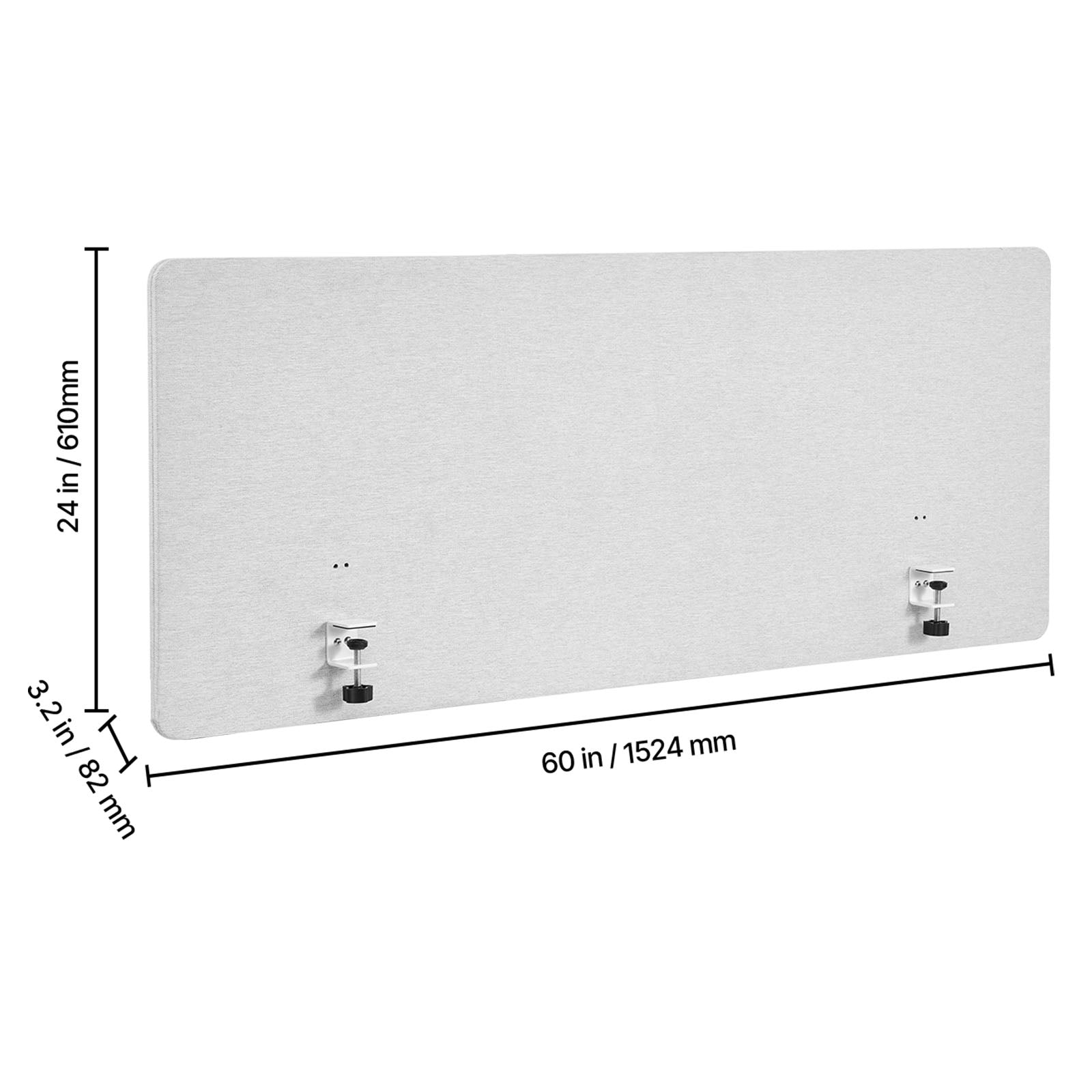 60 in. x 24 in. Desk Mounted Privacy Panel Divider with 2 Mounting Clips, PET Cubicle Partition for Office
