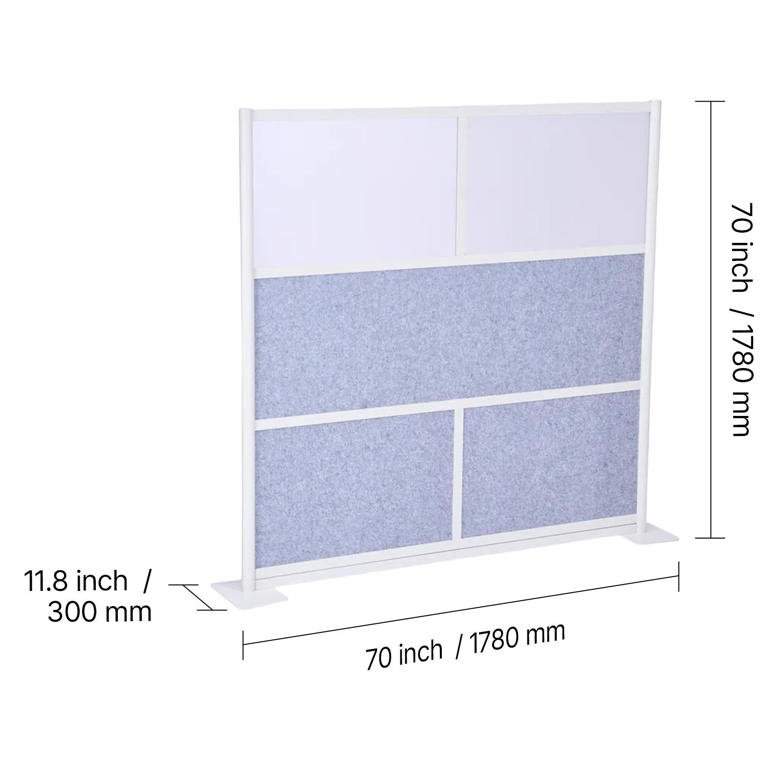 70 in. x 70 in. Freestanding Modular Room Divider Panel with Frosted Window, Office Privacy Partition Wall