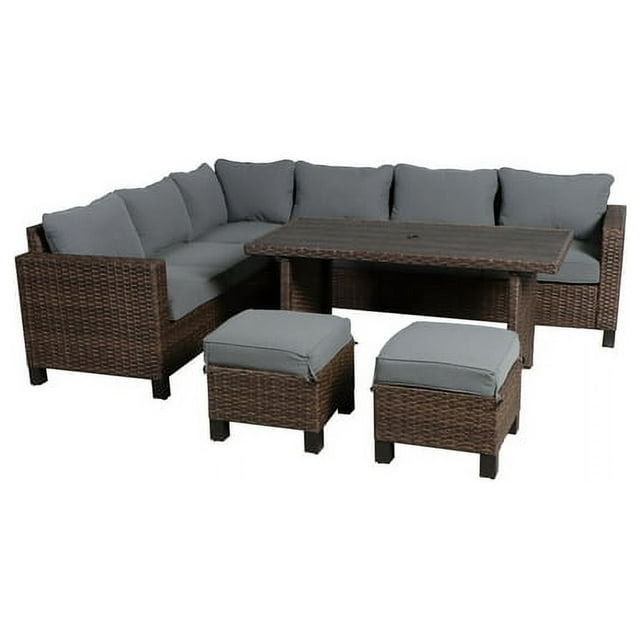 5-Piece Outdoor Patio Wicker Dining Sectional Set