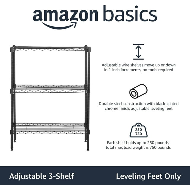 3 Tier Grey Storage Shelving Unit