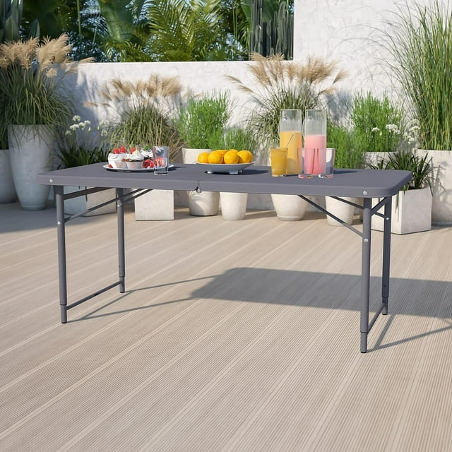 Folding Table 5ft Indoor Outdoor Portable Folding Plastic Table, Black