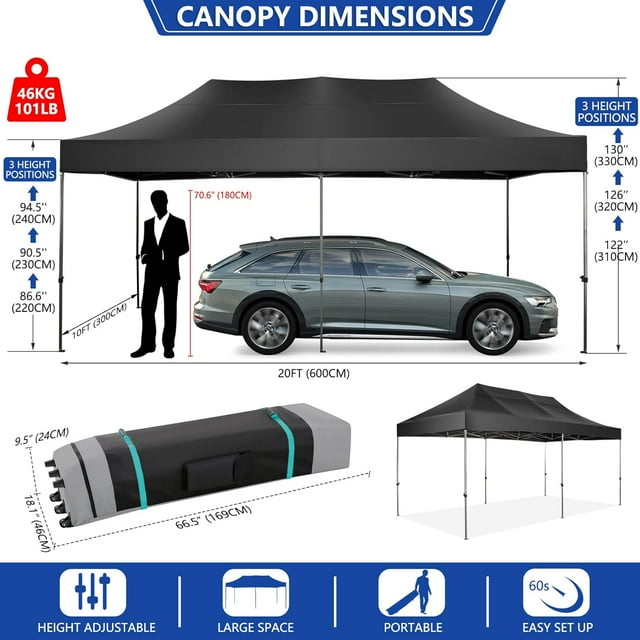 10x20 pop up Canopy Tent Party Tent Black