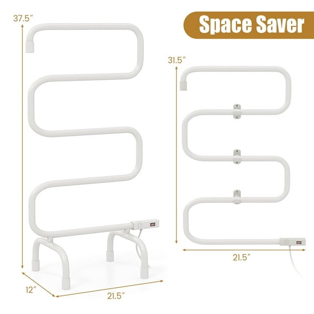 Electric Towel Warmer Drying Rack, White