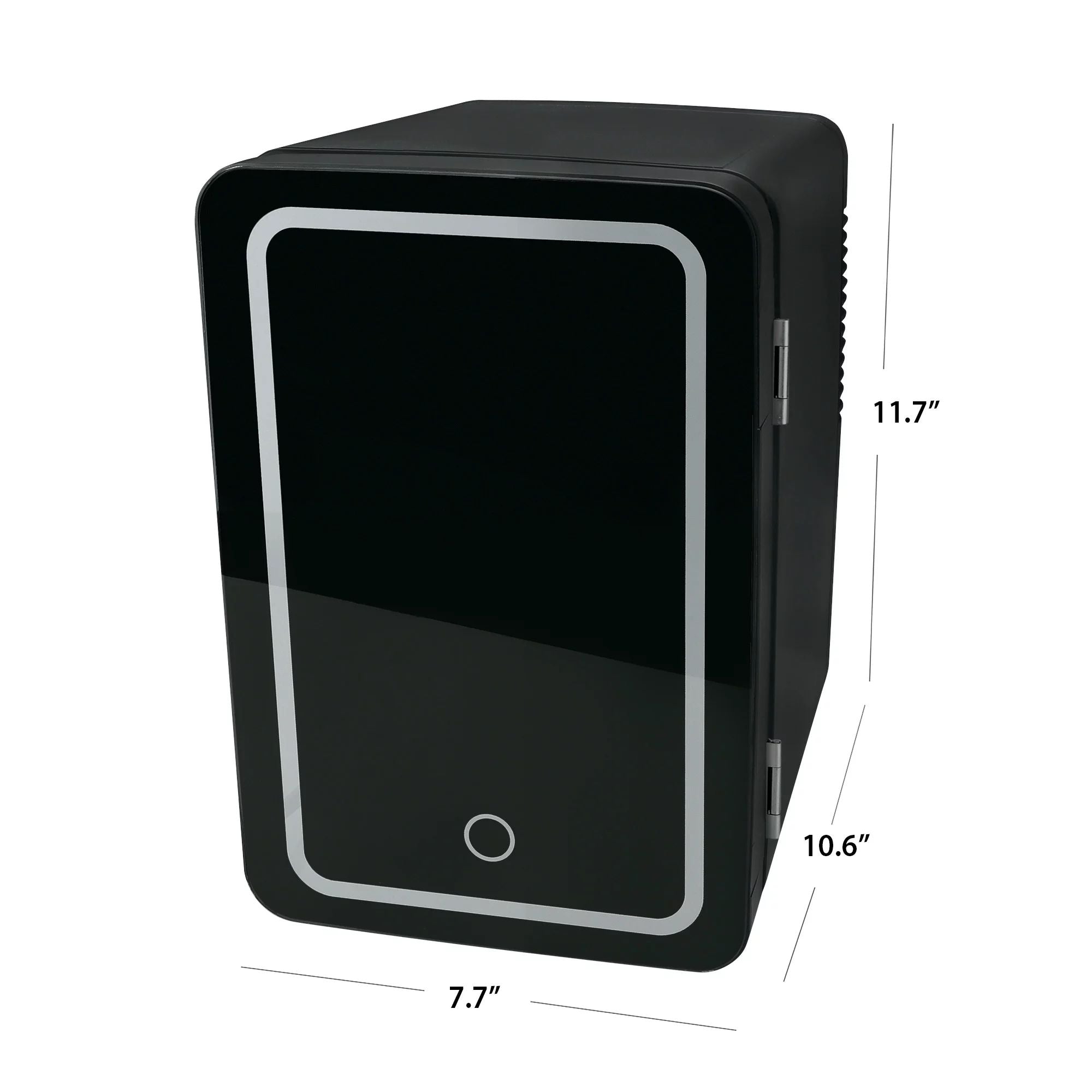 Mini Fridge Beverage Refrigerator Lighted Glass Door, 6L Capacity, Black