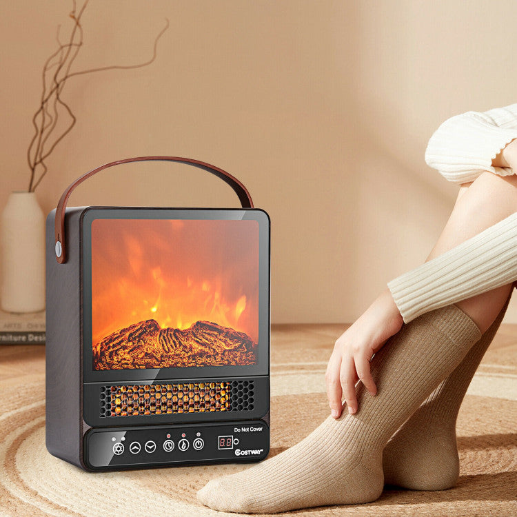 1500W Electric Fireplace Tabletop Portable Space Heater with 3D Flame Effect