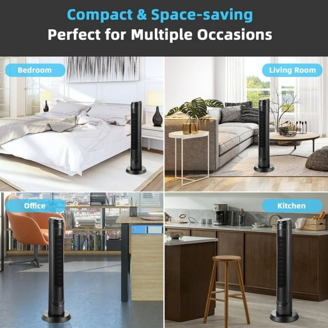 40 Inch Tower Fan with Remote 75C Oscillating Fan with 3 Wind Modes and 4 Wind Speeds