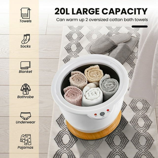 Bathroom Towel Warmer Bucket, White