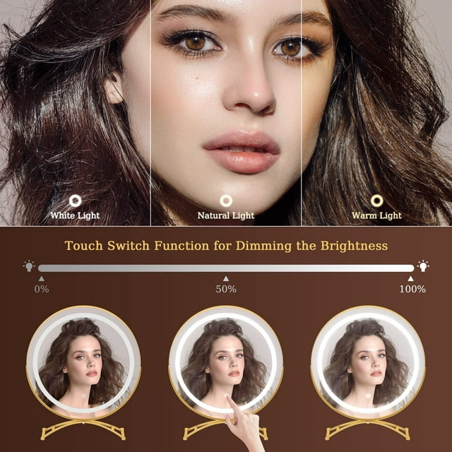 Vanity Desk with LED Lighted Mirror & Power Outlets