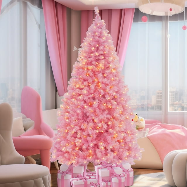 Artificial Prelit Christmas Tree, iFanze Full Xmas Pine Tree