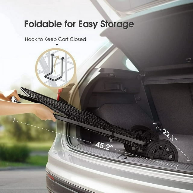 Rolling Shopping Cart Folding Steel Laundry Basket