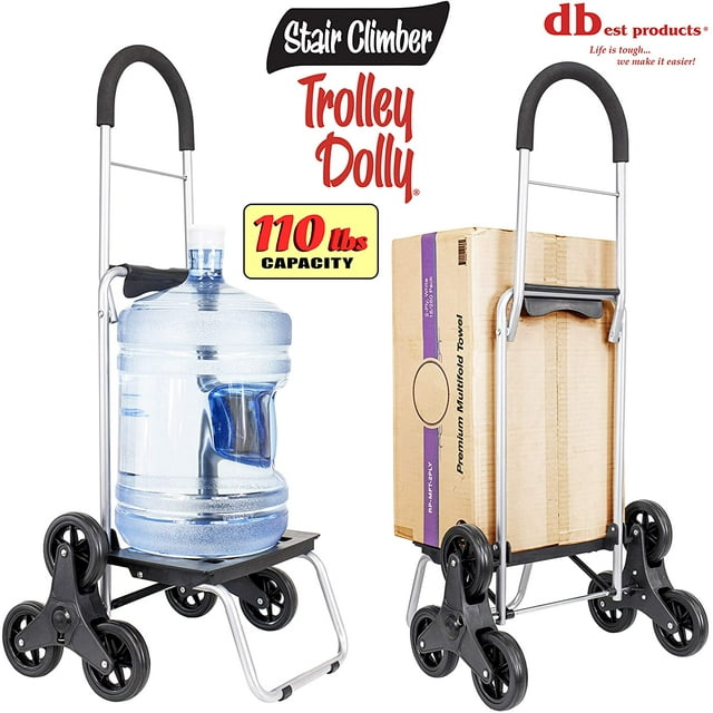 Stair Climber Trolley Dolly, Black Shopping Grocery Foldable Cart