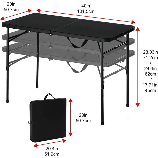 Plastic Adjustable Height Fold in Half Folding Table