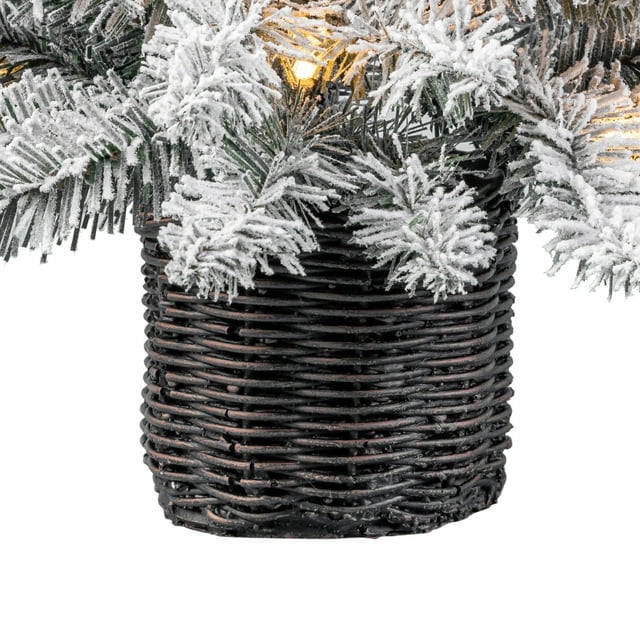 24in Pre Lit Cooper Flocked Spruce Artificial Christmas Tree with Clear LED Lights