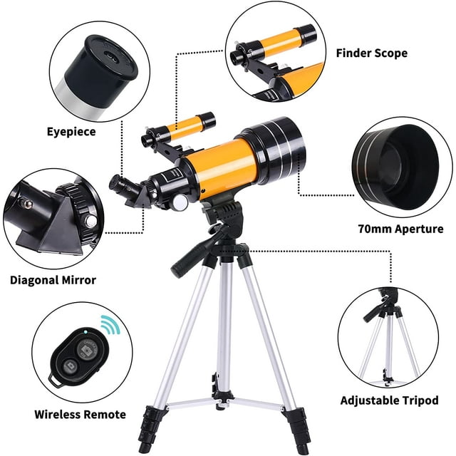 300mm Focal Length Portable Refractor Telescope, AZ Mount, Phone Adapter