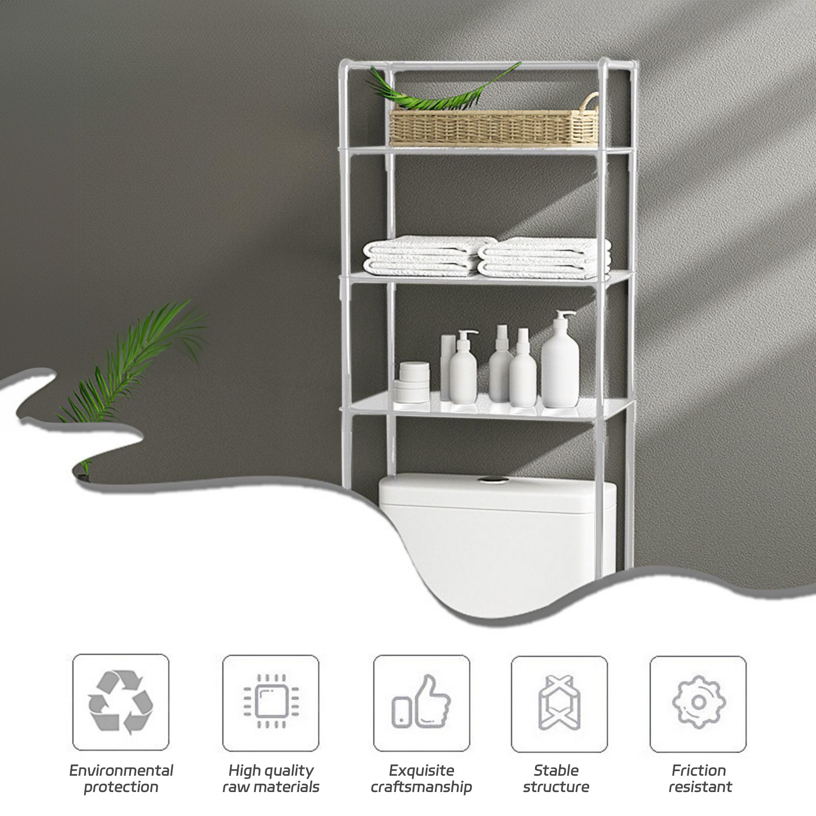 Over the Toilet Storage Shelf 3-Shelf Bathroom Organizer