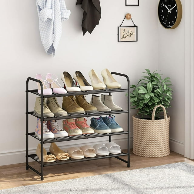 3 Tier Stackable Shoe Rack, Black
