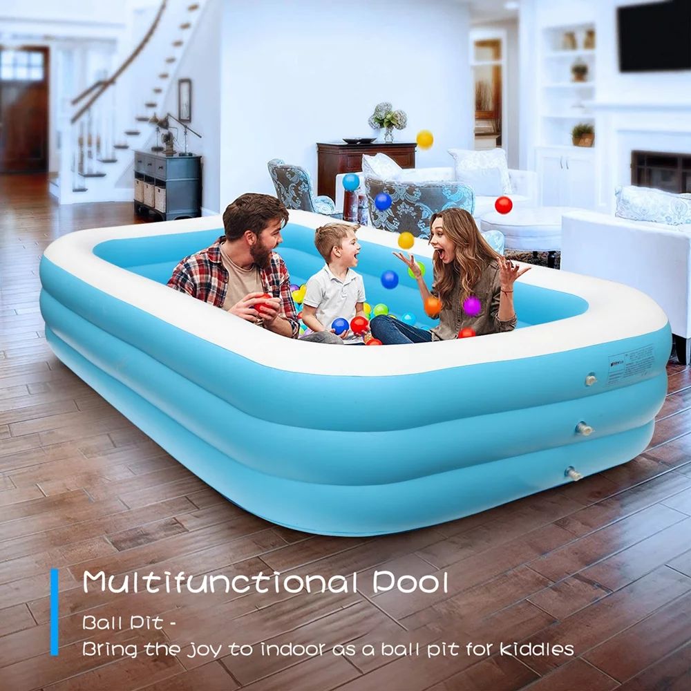 Inflatable Pool, Family Lounge Swimming Pool with Seat for Kids