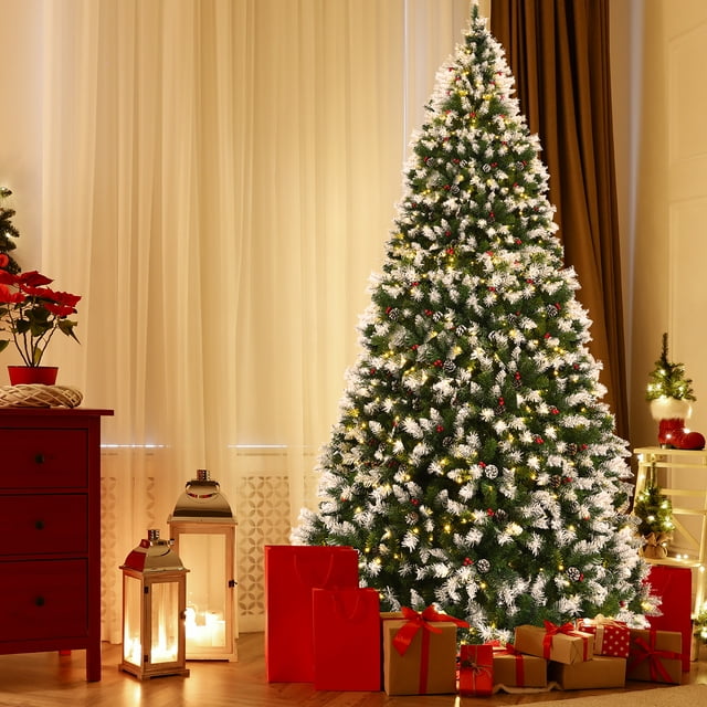 9ft Pre-lit Snowy Christmas Tree