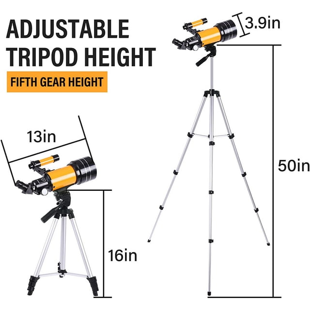 300mm Focal Length Portable Refractor Telescope, AZ Mount, Phone Adapter