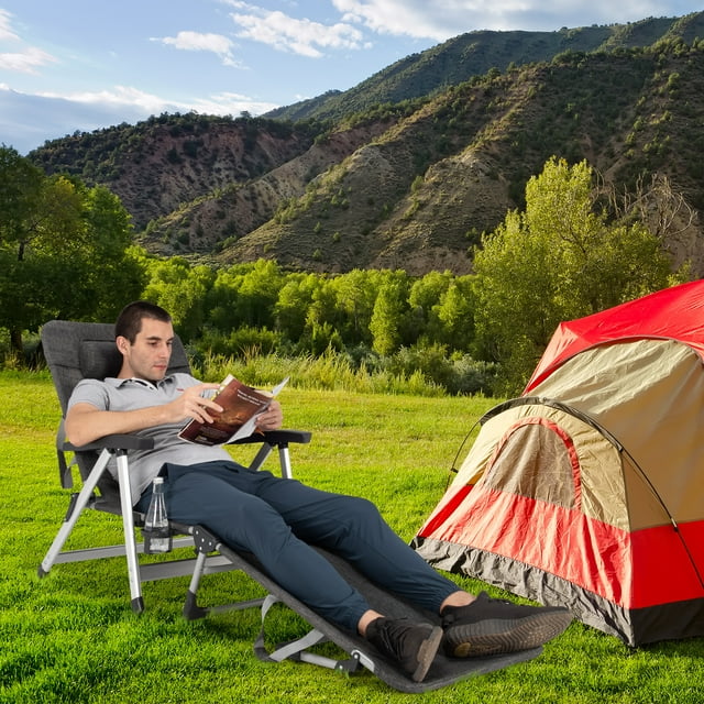 Folding Camping Cot, Adjustable 7-position Lounge Chair