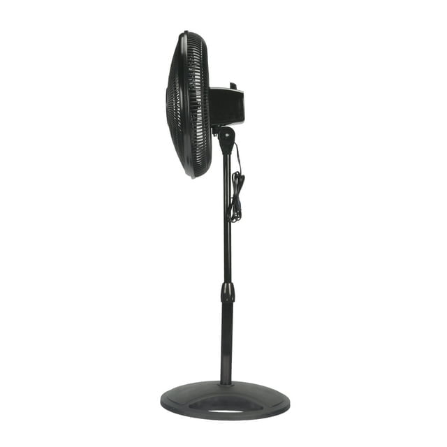 3-Speed Pedestal Fan with Remote and Time, Black