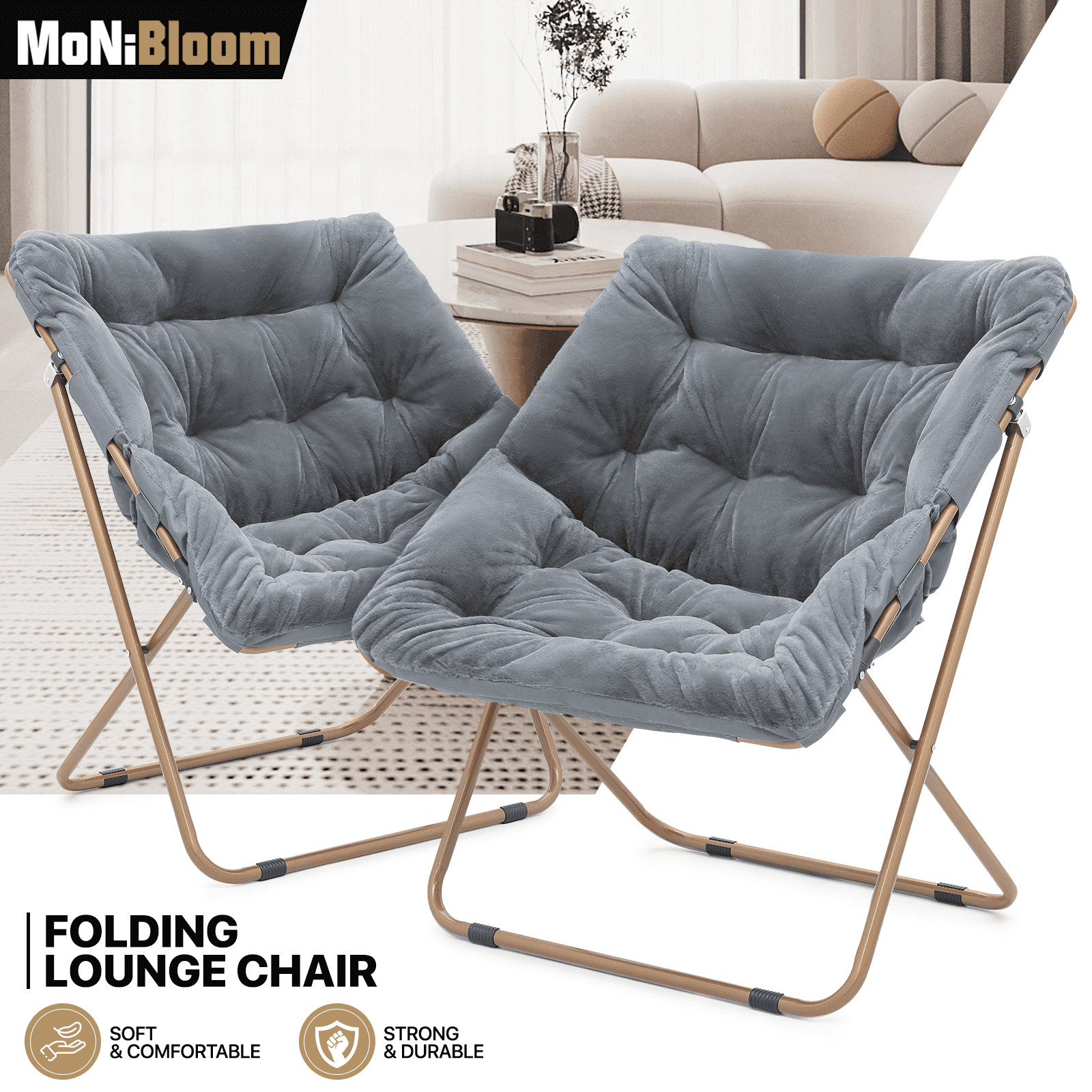 2 Pieces Square Foldable Saucer Chair