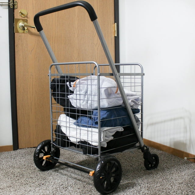 Foldable Shopping Cart With 360 Swivel Castor Wheels