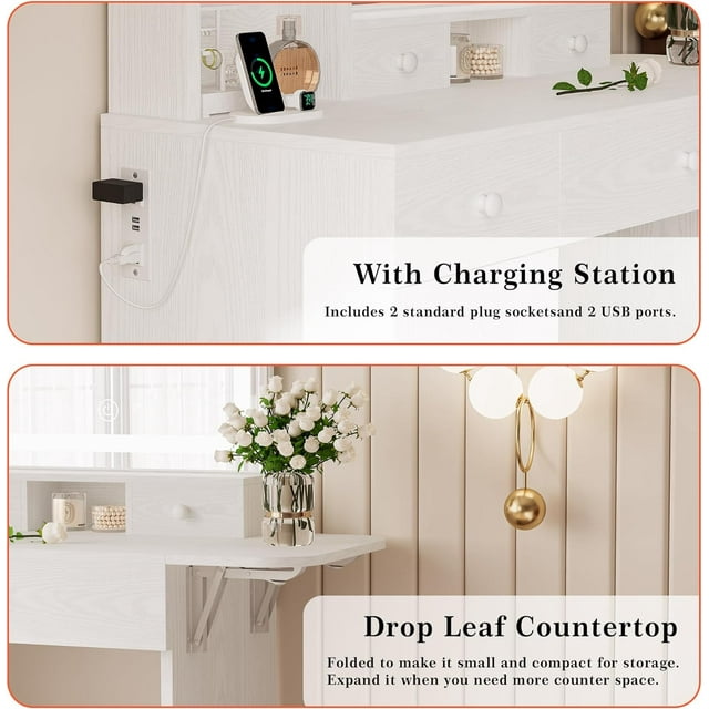 Vanity Desk with Drawers