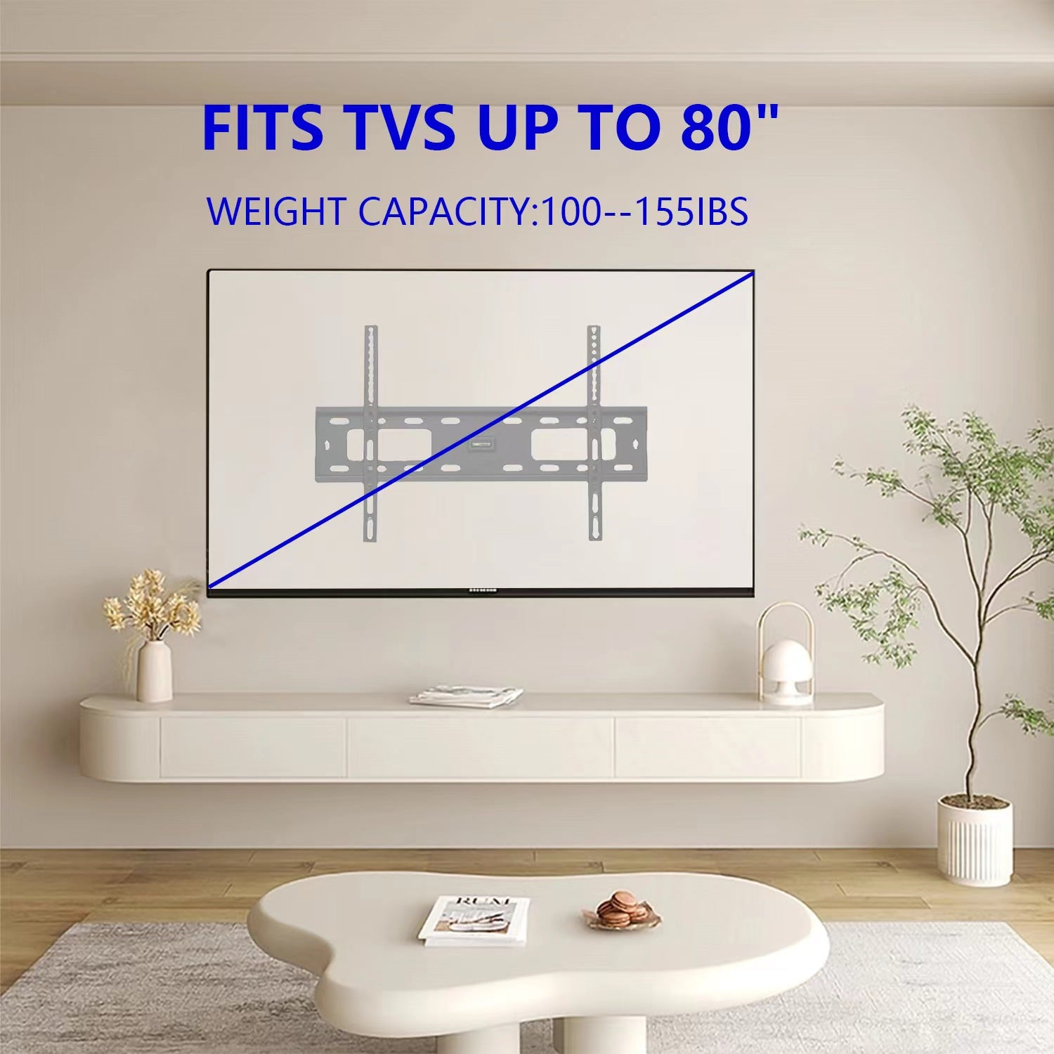 TV Mount for Most 37-75 Inch TV, Universal Tilt TV Wall Mount Fit 16IN, 18IN, 24IN Stud with Loading Capacity 132lbs
