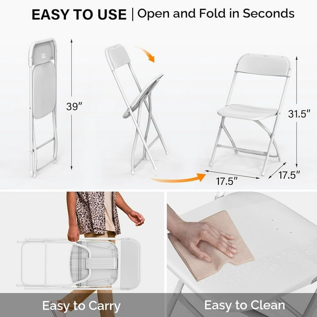 8 Pack Plastic Folding Chair White