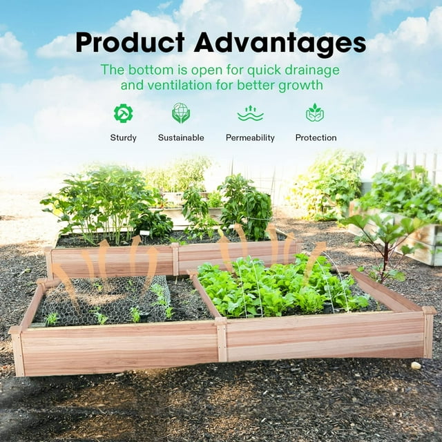 8 X 2Ft Wooden Raised Garden Bed Outdoor Wood Planter Box