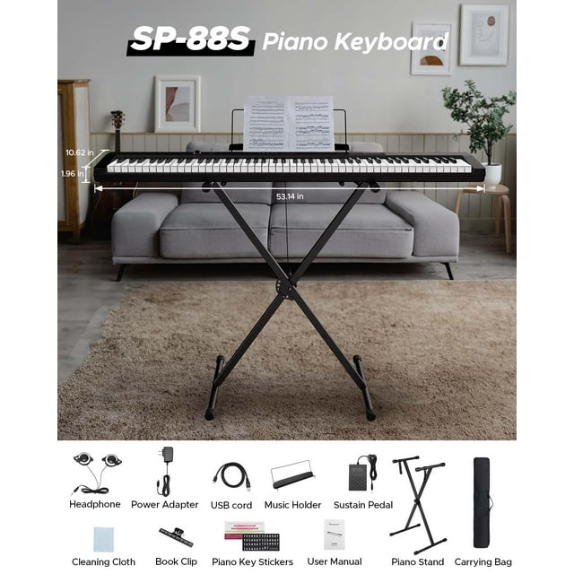 Piano Keyboard 88 Keys, Full-size Electric Keyboard Piano