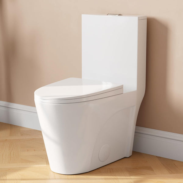 Toilet, Elongated One Piece Toilet for Bathrooms, Comfortable Chair Seat Height 17, Dual Power Flush Toilet 1.11.6 GPF and MAP 900g, 12 Rough-In Toilet Bowl