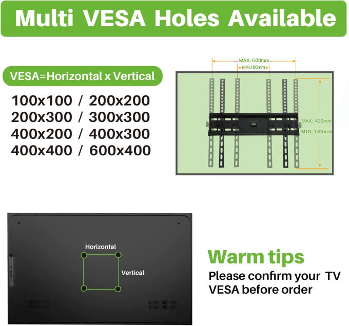 Tilting Low Profile TV Wall Mount Holds Most 26-60 Inch TVs Up to 99 lbs