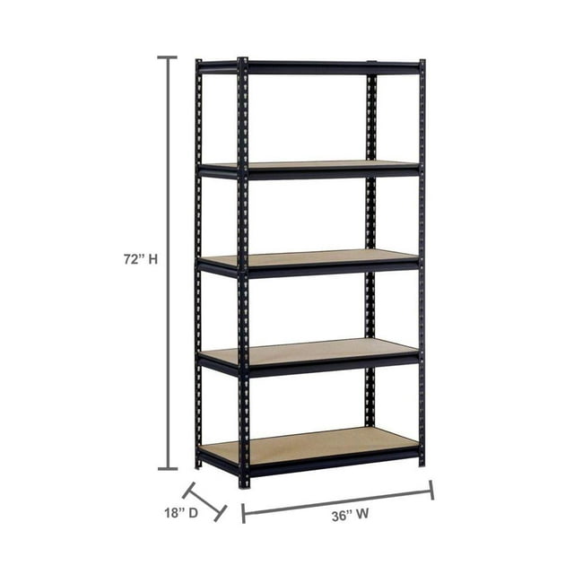 Rack 5-Tier Steel Shelving, Black