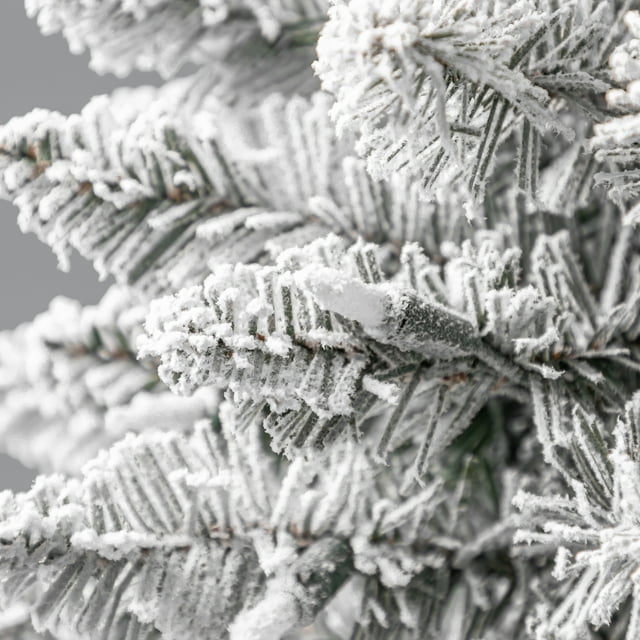 24in Pre Lit Cooper Flocked Spruce Artificial Christmas Tree with Clear LED Lights