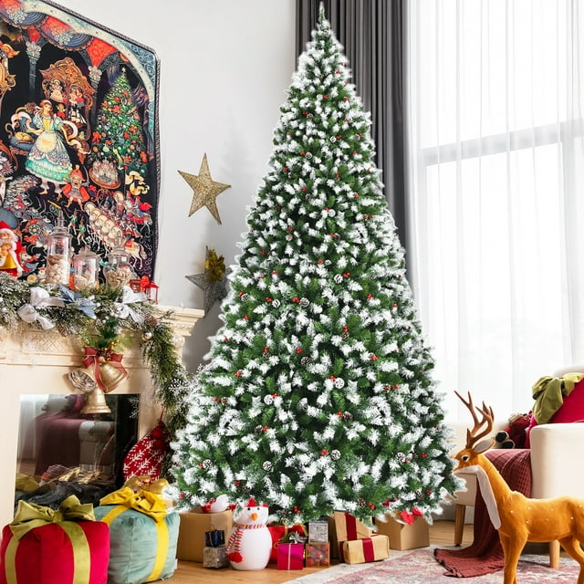 9ft Pre-lit Snowy Christmas Tree
