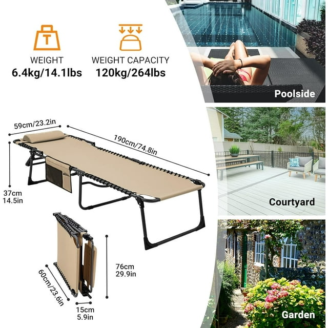 Lounge Chairs for Outside Folding Adjustable Patio Chaise Lounges