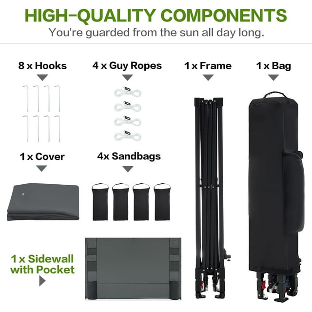 10x10 Pop Up Canopy Tent Gray