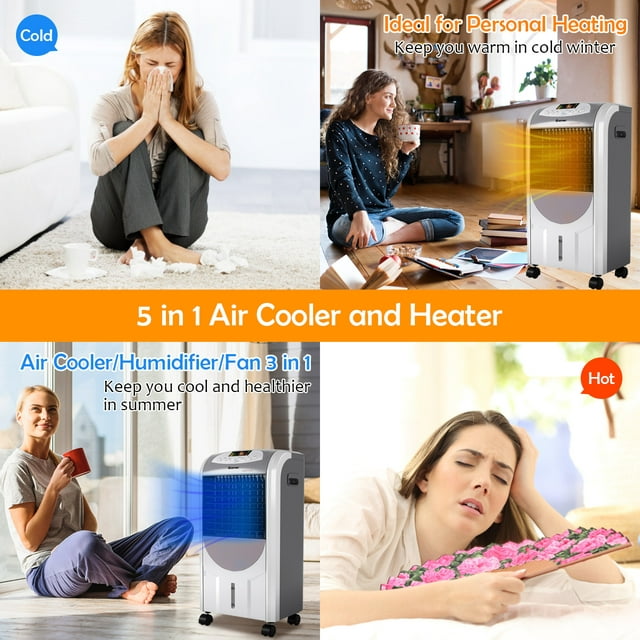 Evaporative Portable Cooler Fan Anion Humidify W/ Remote Control